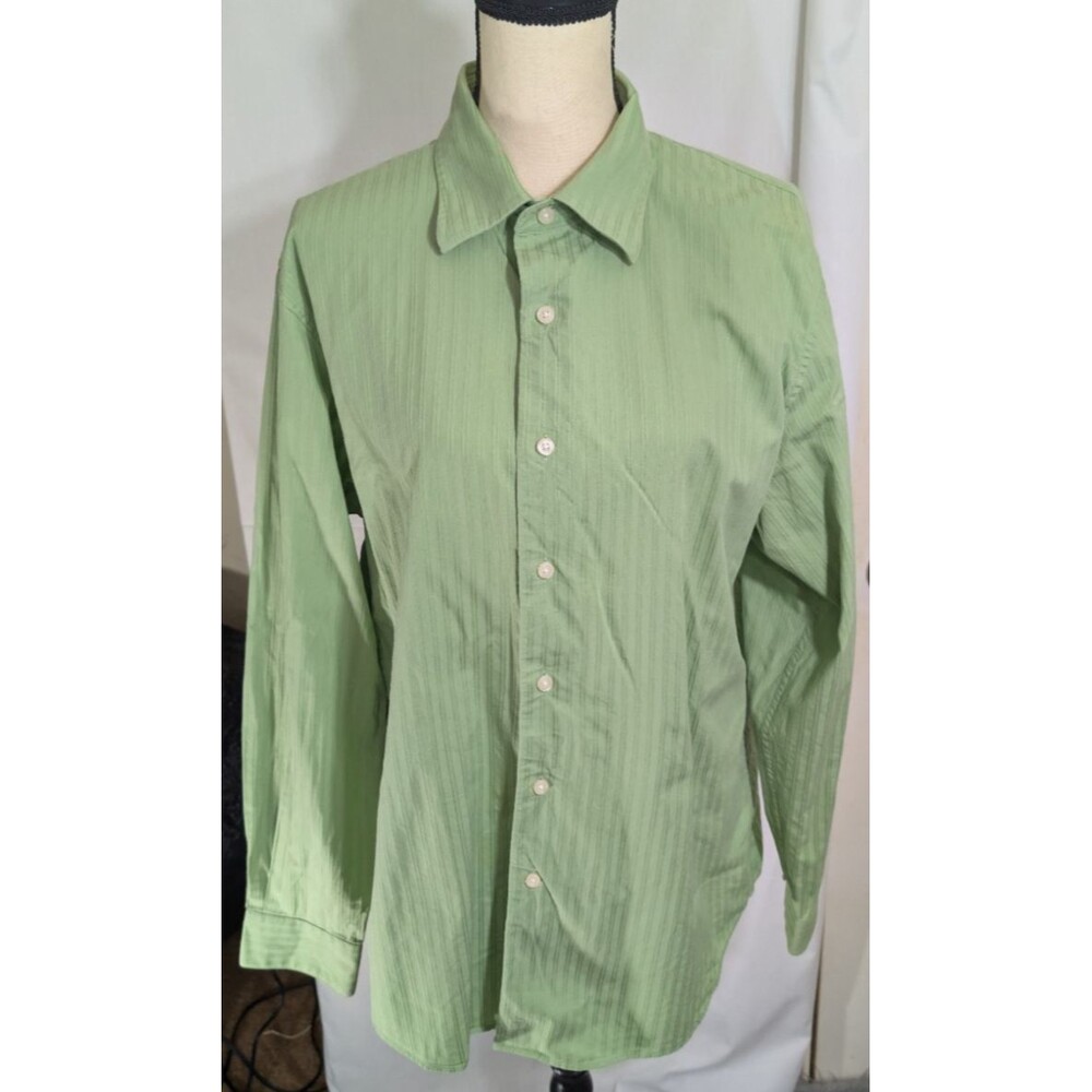 Apt 9 Blouse Long Sleeve Light Green Button Up Shirt  Size Large Womans Office
